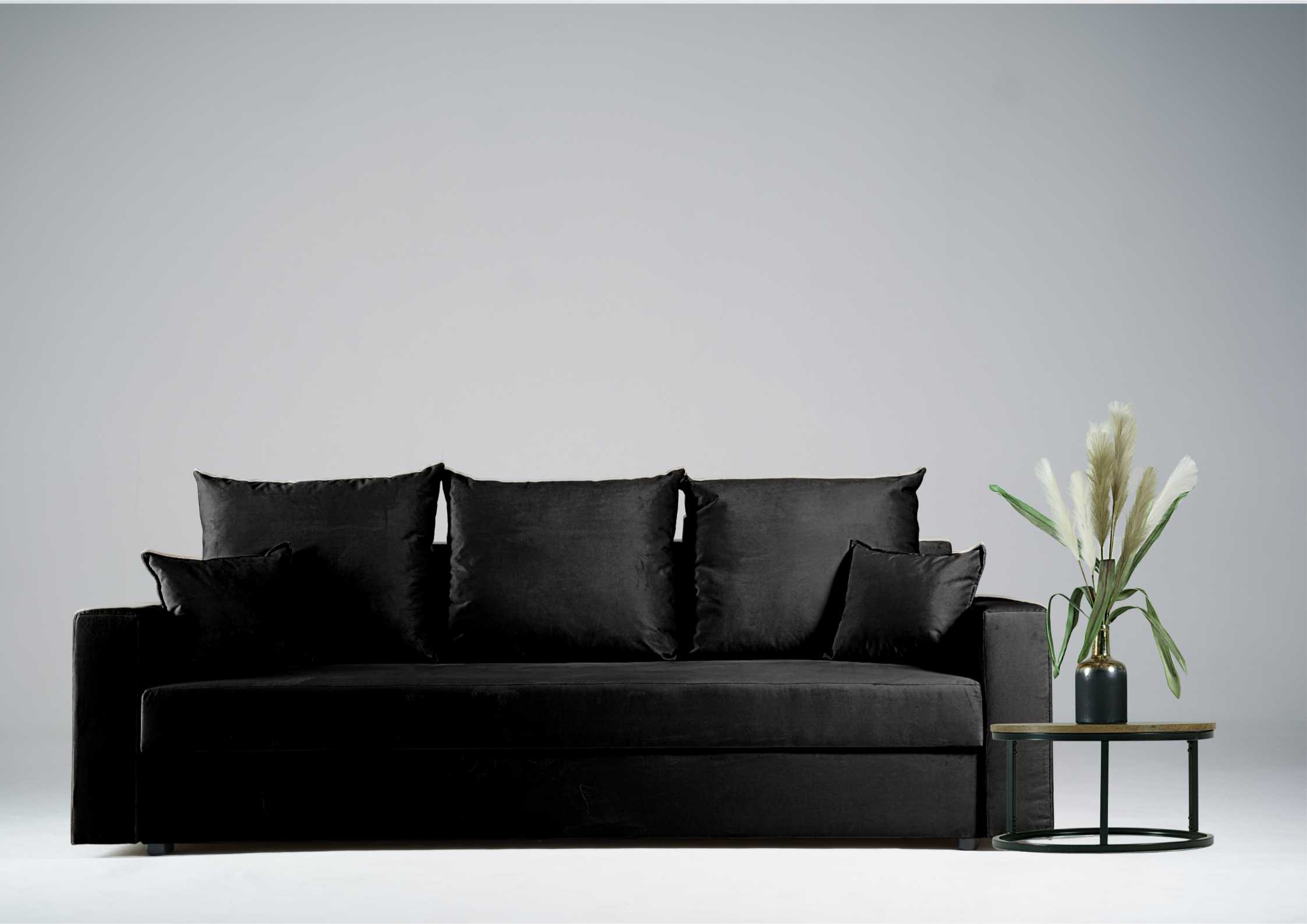 Czarna kanapa rozkładana